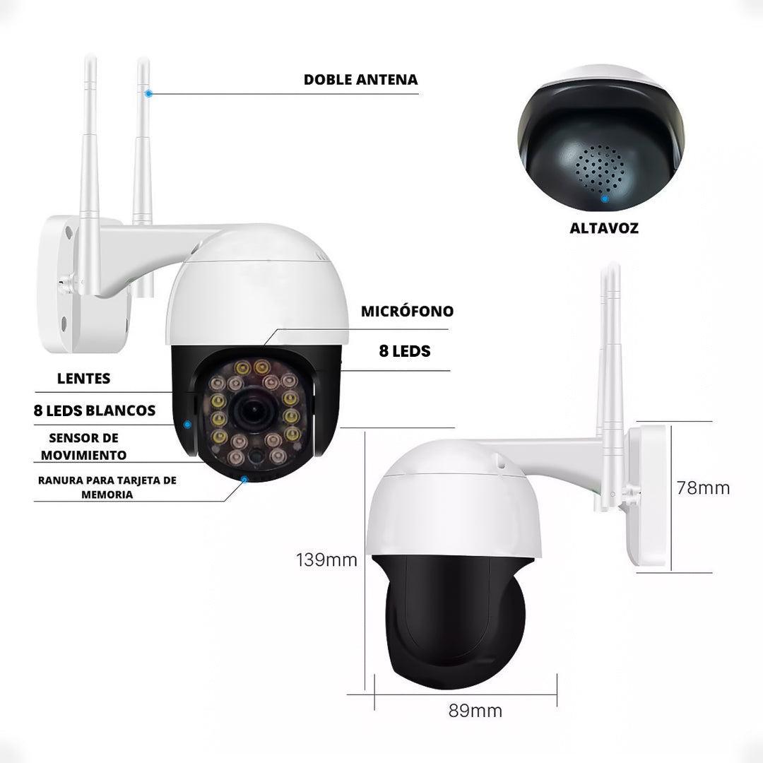 Exterior Pro - Cámara de Seguridad 360° WiFi Full HD (Resistente a Clima)
