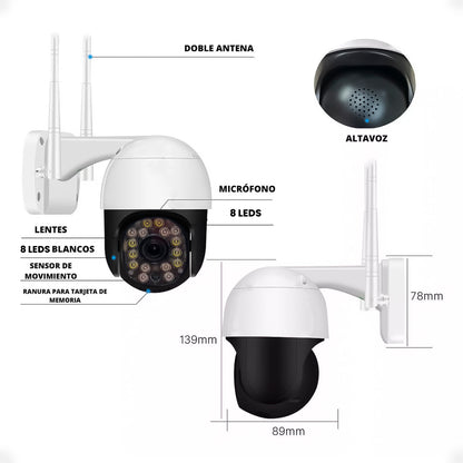 Exterior Pro - Cámara de Seguridad 360° WiFi Full HD (Resistente a Clima)